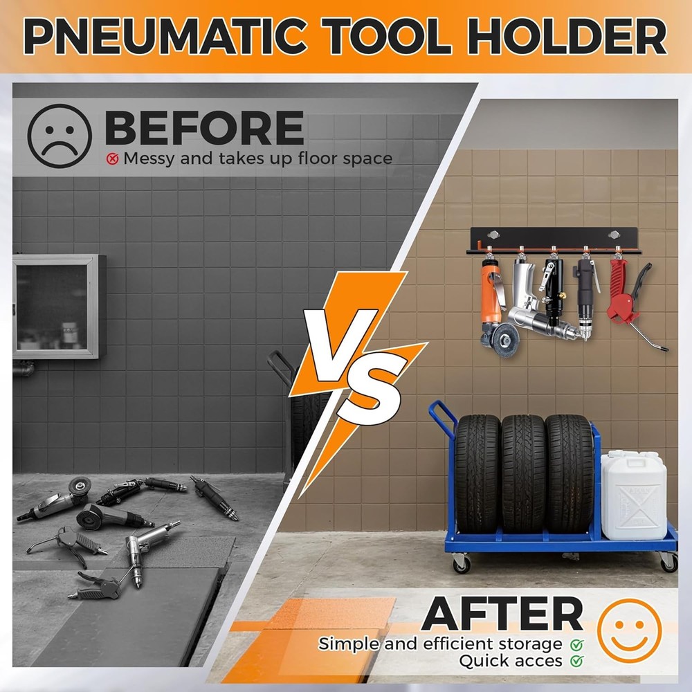 Air Tool Pneumatic Tool Holder,Wall Mount Air Tool Rack,Lockable Air Tool Hanger