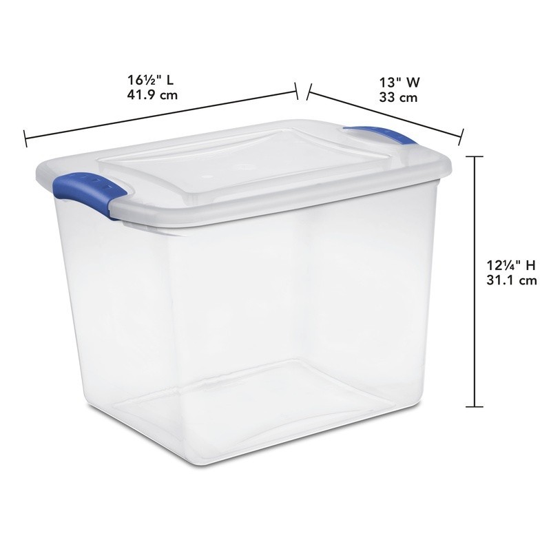 2 Pack Clear Storage Bin W/ Latch Lid Stackable Plastic Container 27 Qt New