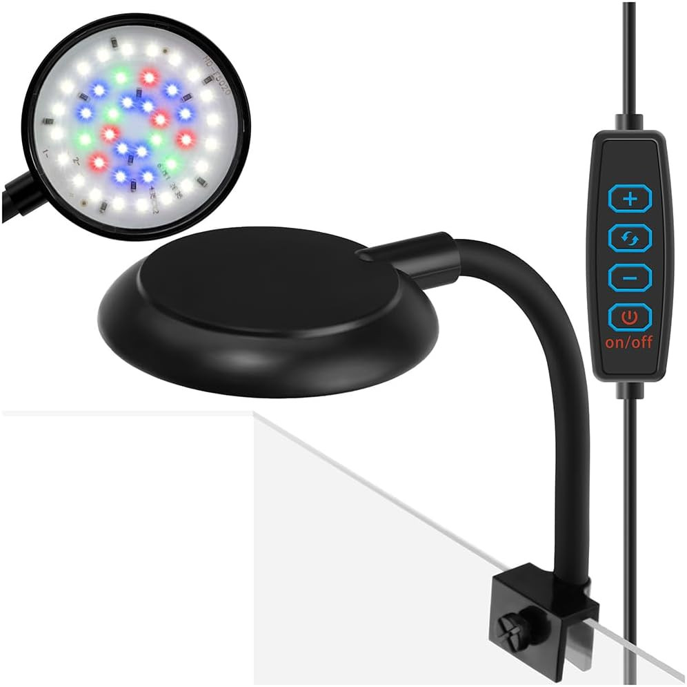 Datoo Mini Clip on Aquarium Light 7W Dimmable Small Fish Tank Light USB Moving L
