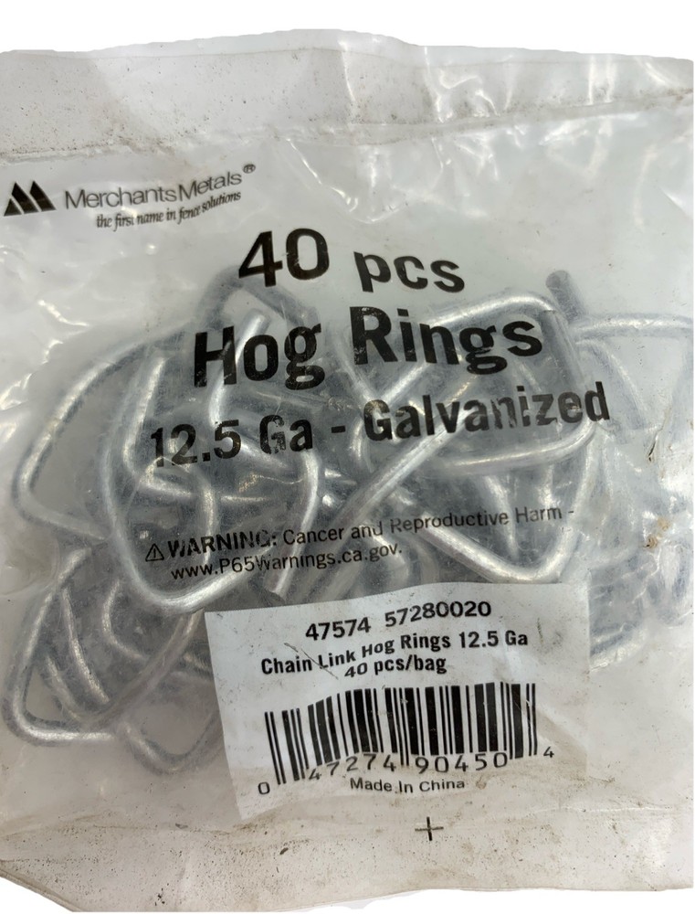 40 pcs Chain Link Hog Rings 12.5 Ga - galvanized {20}