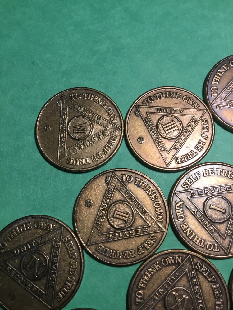 Alcoholics Anonymous Tokens Number 1 through 12