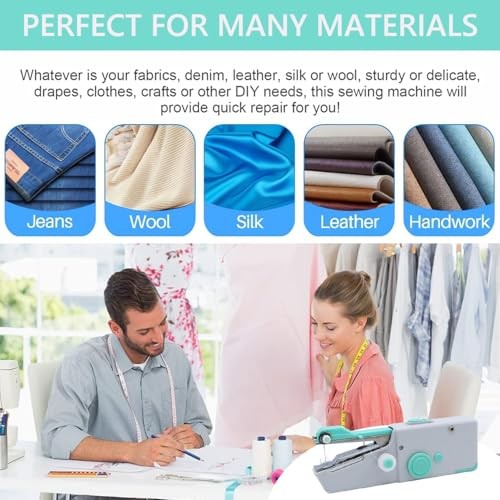 Handheld Sewing Machine for Beginners Daily Easy Use, Mini Sewing Machine Blue
