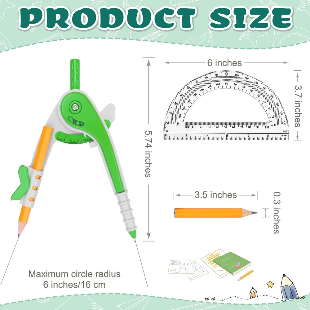 16-Pack Math Compass, Protractor Set with Pencils for Geometry, Drawing, Bulk