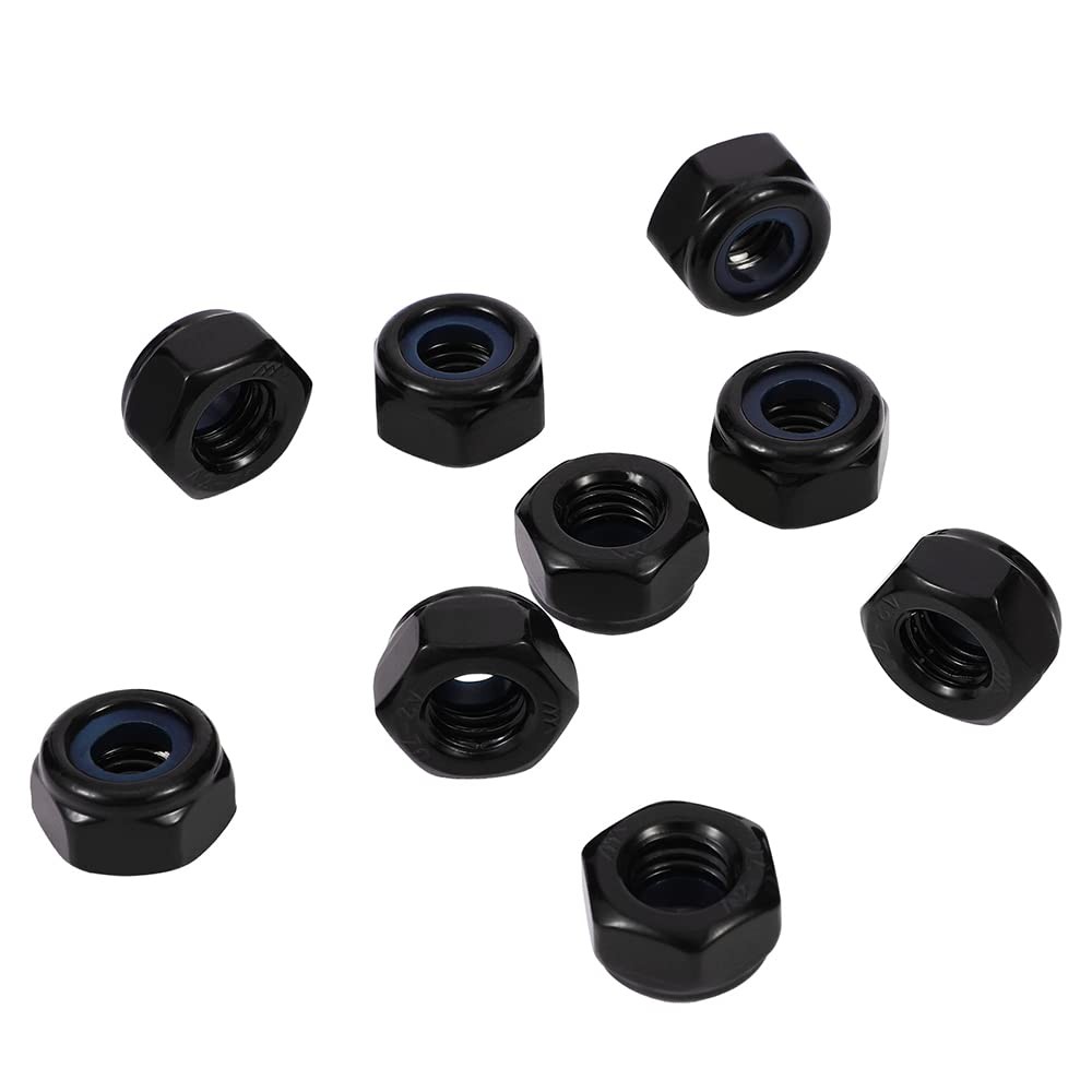 MewuDecor #8-32 Nylon Insert Hex Lock Nuts Locknuts, 304 #8-32, Black