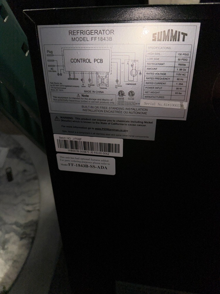 Summit Under-counter Refrigerator 17 3/4"