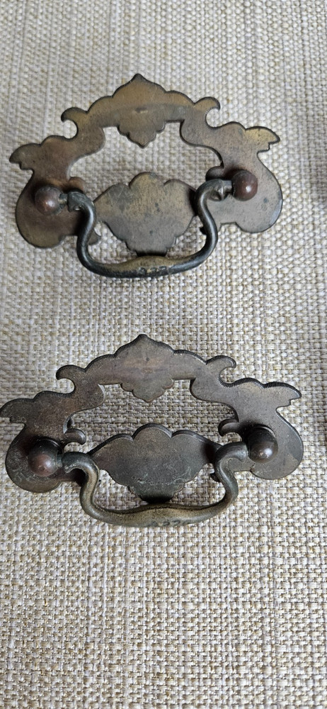 Vintage Chippendale Batwing Drawer Pulls Set 11 Brass 2 Sizes