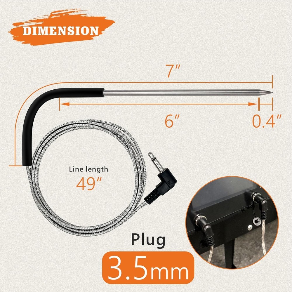 2-Pack Temp Meat Probe Replacement for Pit Boss Pellet Grills UP-MEAT PROBE