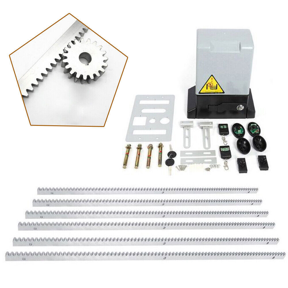 2700lbs Automatic Sliding Gate Opener Rack Driven with 2 Remotes & Complete Kit.