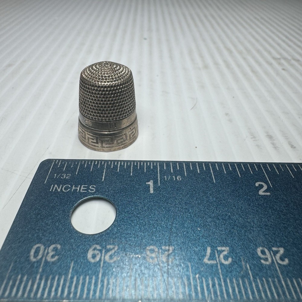 Sterling Silver 925 #11 Greek Key Thimble