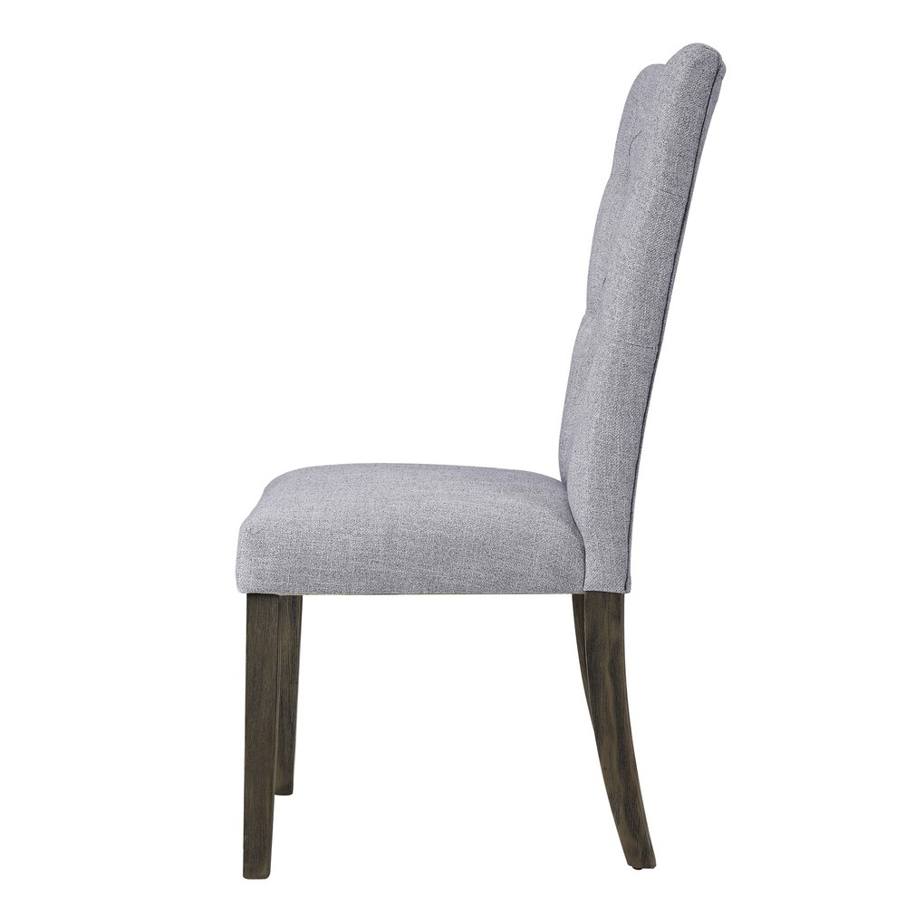 Grey and Grey Oak Side Chair with Button Tufted