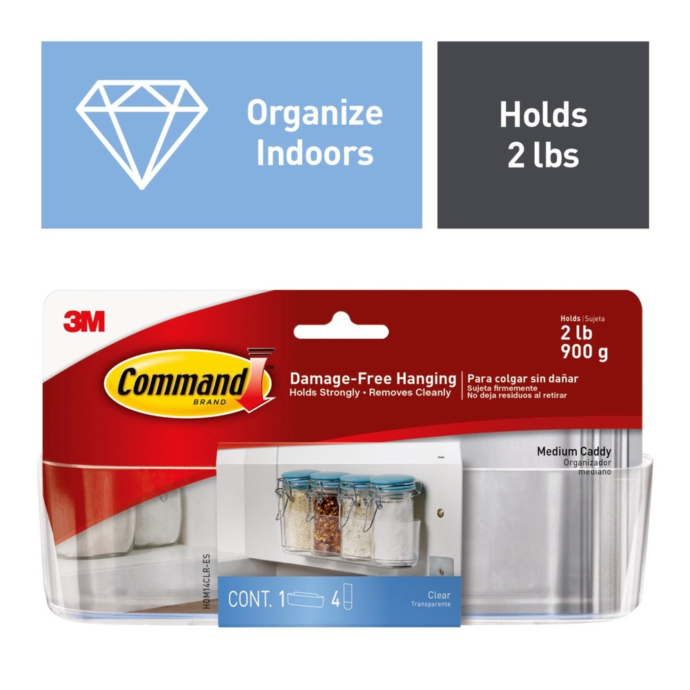 Command Caddy, Clear, Medium, 1 Caddy, Bathroom and Kitchen Organization