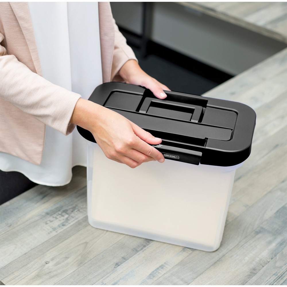 Clear Portable File Box with Black Lid, 1 Pack