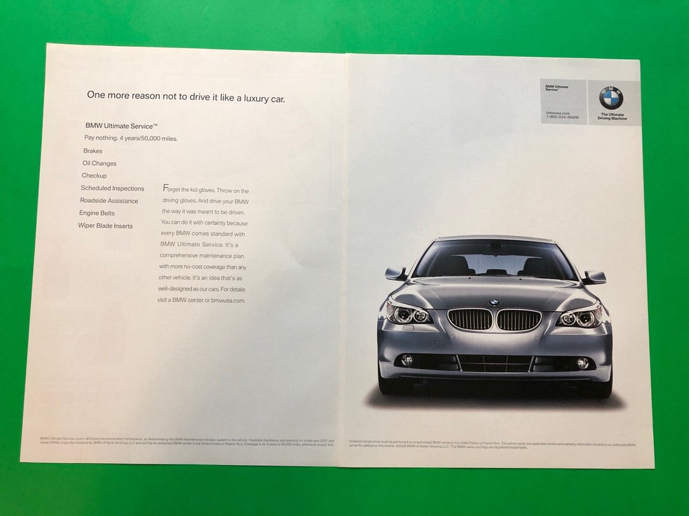 2006 2007 BMW ULTIMATE SERVICE 2 PAGE ORIGINAL PRINT ADVERTISEMENT