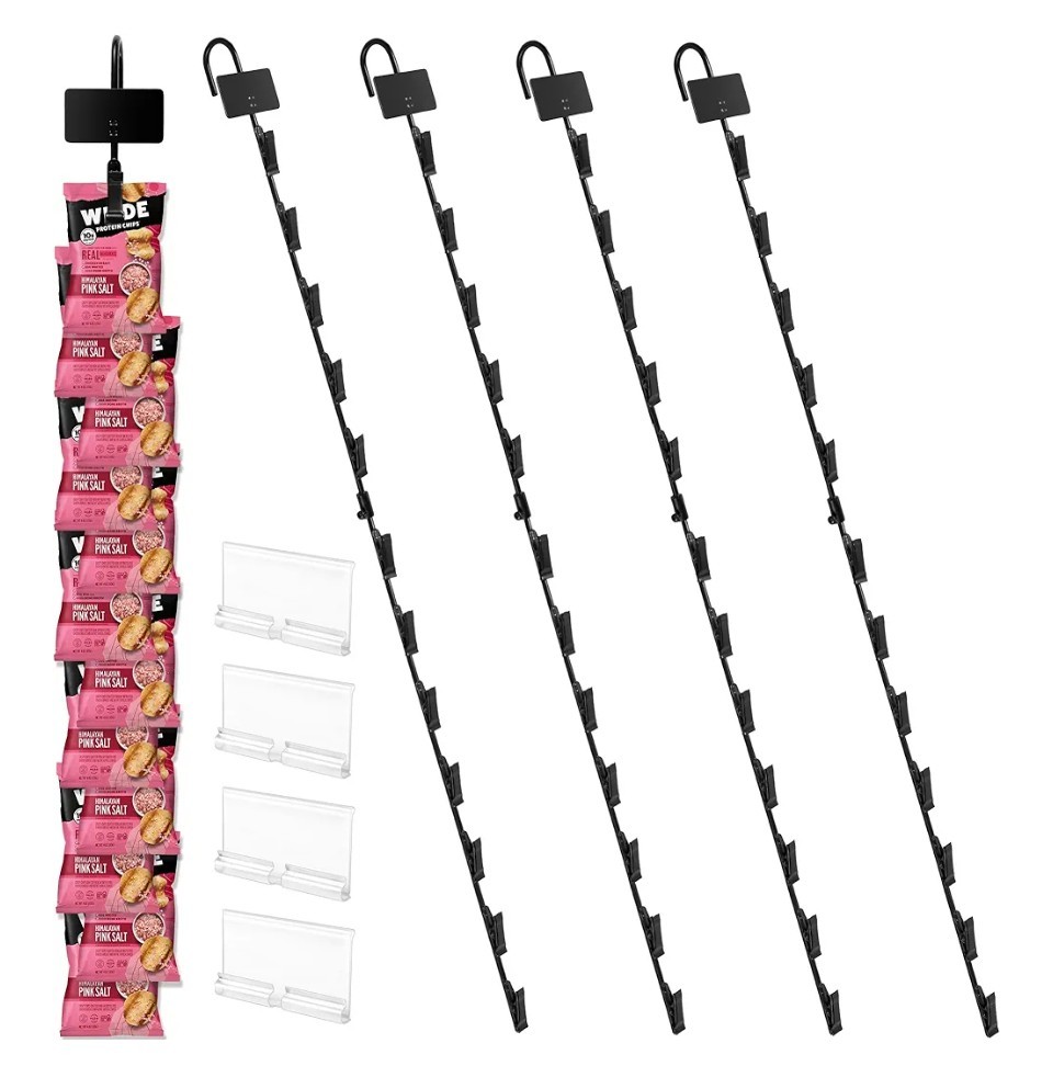 Hanging Merchandise Strips with Hooks - 32 inches Chip Display Rack Stands
