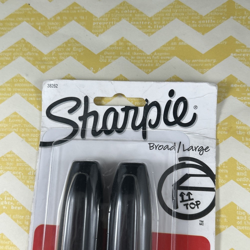 Sharpie Chisel Tip 2 Markers Permanent BLACK Ink Large Broad Marker 2-count