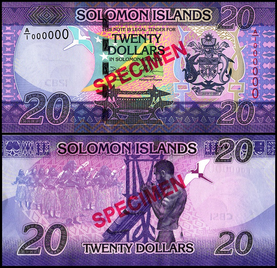 Solomon Islands 20 Dollars, 2017 ND, P-34a.1s, UNC, SPECIMEN
