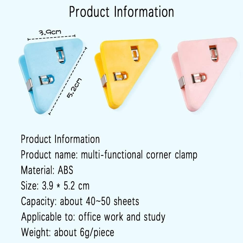 4pc Random Triangle Corner Data Clip,Multifunctional Binder Document Fastener