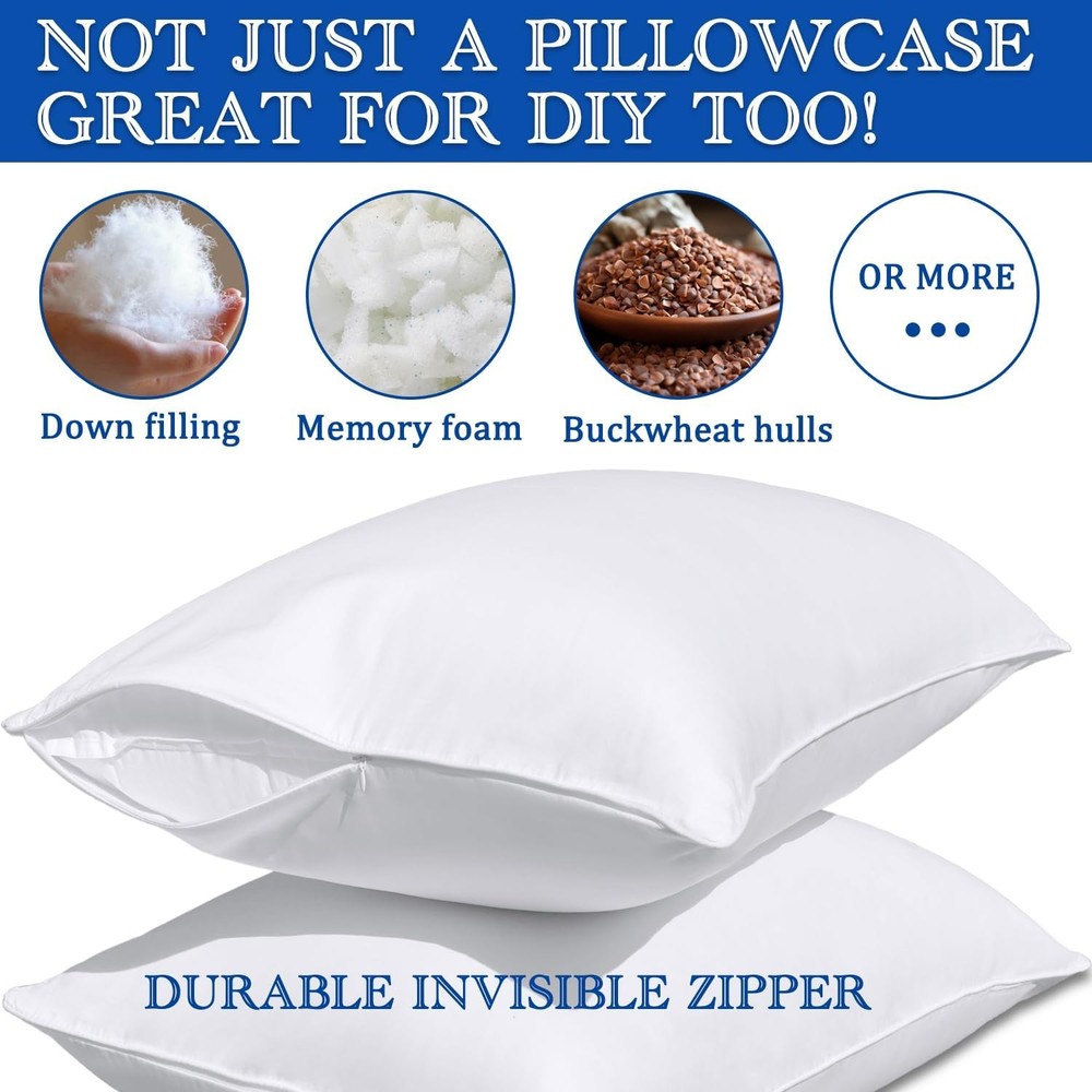 Precoco Pillow Cases Queen Size-100% Cotton Pillowcase Covers