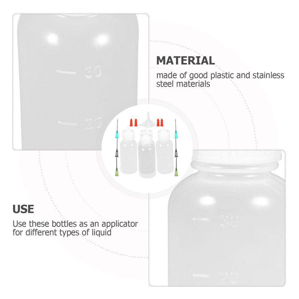 1 Set Applicator Bottles Reusable Needle Bottles Portable Tip Bottles