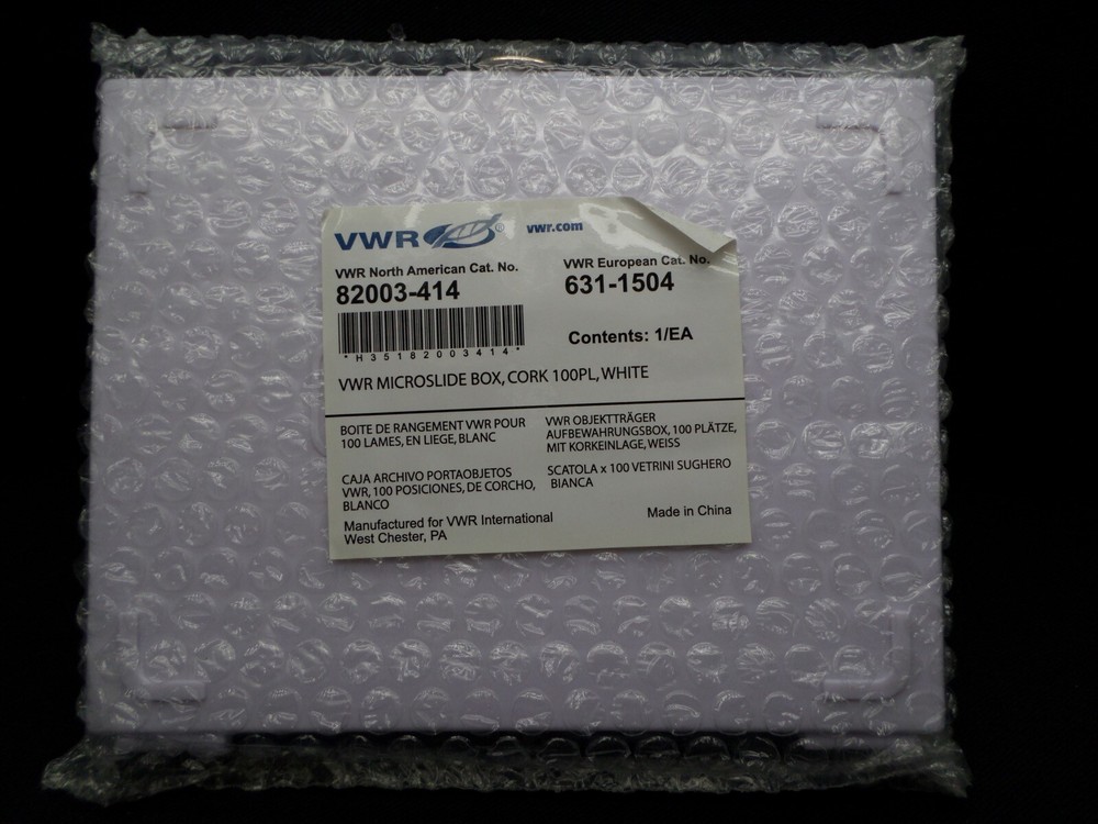 VWR 100-Place White Micro Slide Box ABS Plastic Cork-Lined Numbered 82003-414
