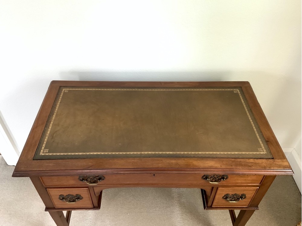 Vintage Georgian Walnut Writing Table With Tooled Leather Top