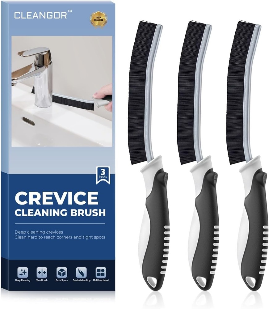 Scrub Brush Set 3 Pack, Small Space Cleaning Tools for Kitchen Bathroom