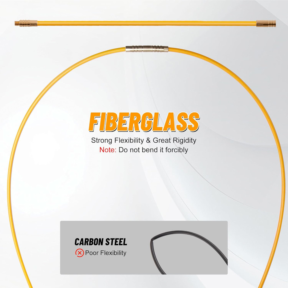 11FT Fiberglass Running Electrical Wire Cable Glow Rods Wire Pulling Tools Fish