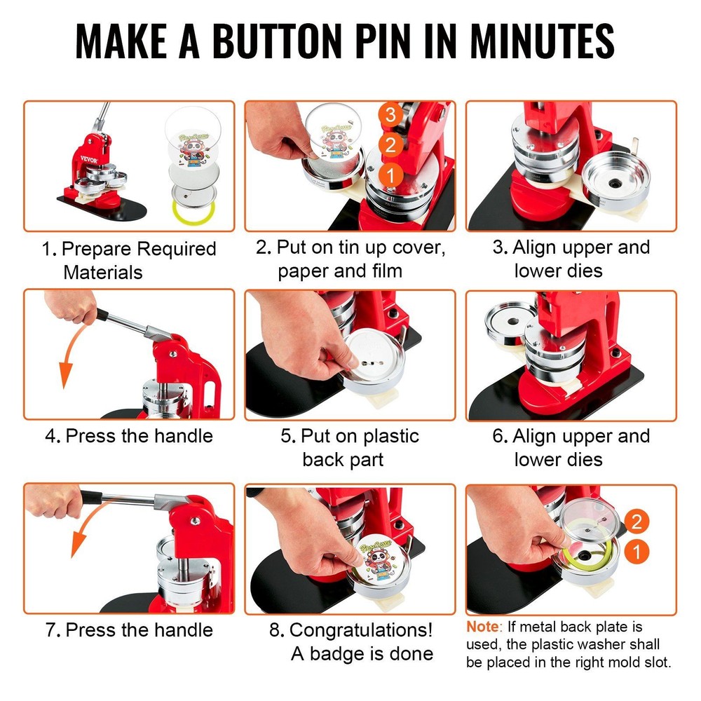 75mm Button Making Machine 3 Inch Press Kit with 500 Pieces