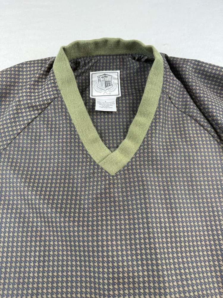 Pebble Beach V-Neck Pullover Windbreaker Jacket Houndstooth Golf Men's L