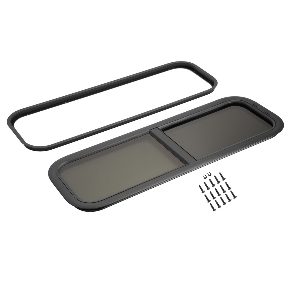 RV Window 12" W x 36" H For Cargo Trailer Vertical Slider W/ Trim & Screen