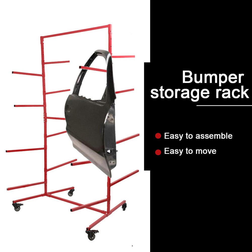 Mobile Bumper Storage Rack Double Sided Standing Shelf Adjustable Auto Body Shop