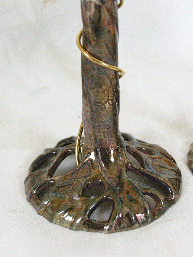 Fred Spinowitz Tree of Life Kiddush Cup & 2 Candlesticks Gold/Silverplated