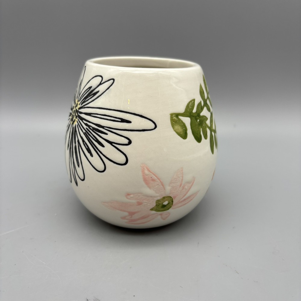 Opalhouse Floral Botanical Ceramic 4” Planter With Plug