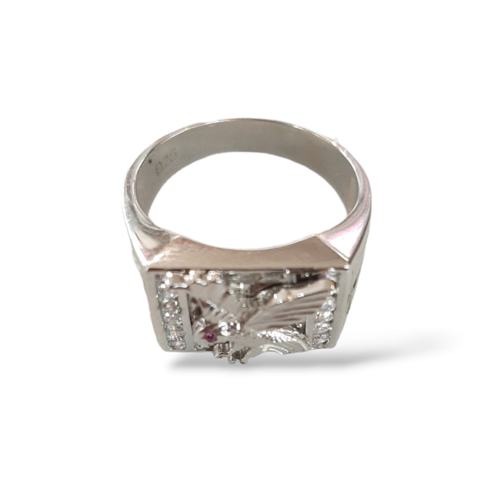 MENS 925 SILVER AND CRYSTALS RING WITH EAGLE