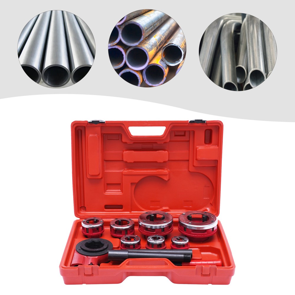 7 Size Pipe Threader Kit Pipe Thread Cutter Tap Bar Head Pipe Die Threading Sets