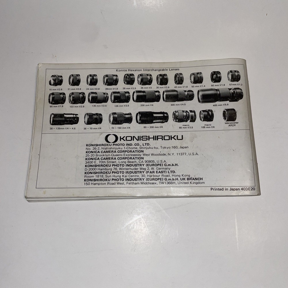 Konica FT-1 Motor Camera Instructions/Manual: Original Printing Multi-Language