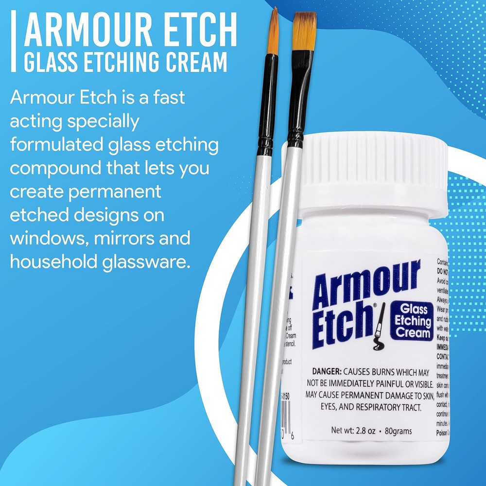 Armour Etch Glass Etching Cream - Starter 2.8oz Size - Bundled with Moshify