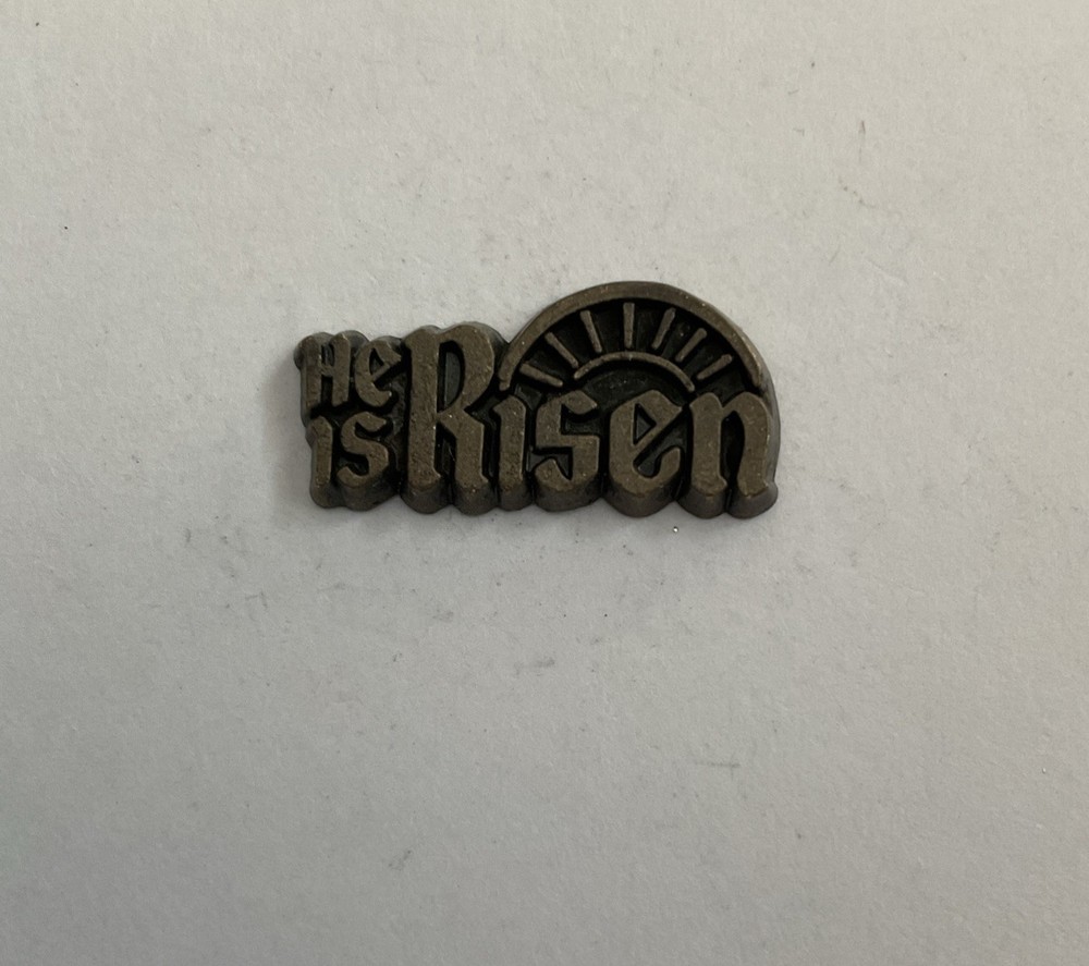 Religious Pin HE IS RISEN Christian Lapel Brooch Easter Pinback