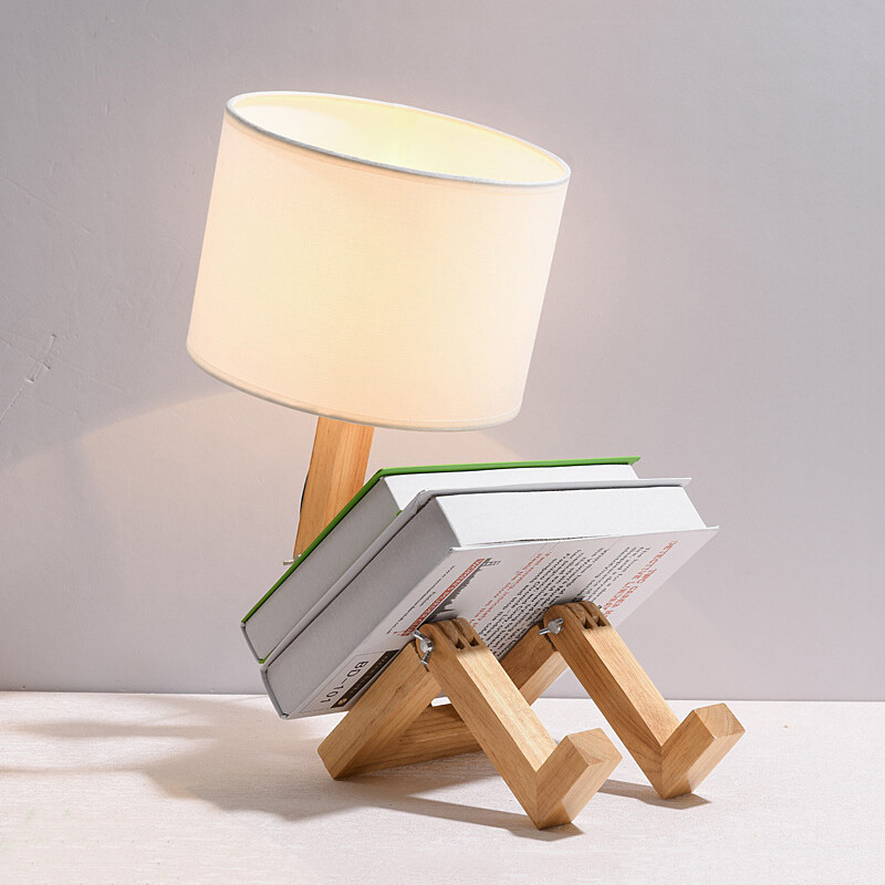 7W LED Adjustable Table Light Wooden Bedside Night Lamp E27/E26 Bulb Switch Plug