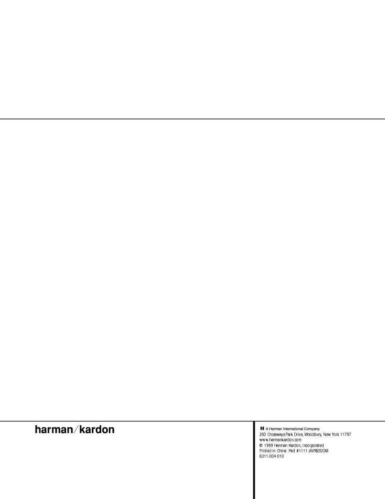 Harman Kardon AVR500 Receiver Owners Manual