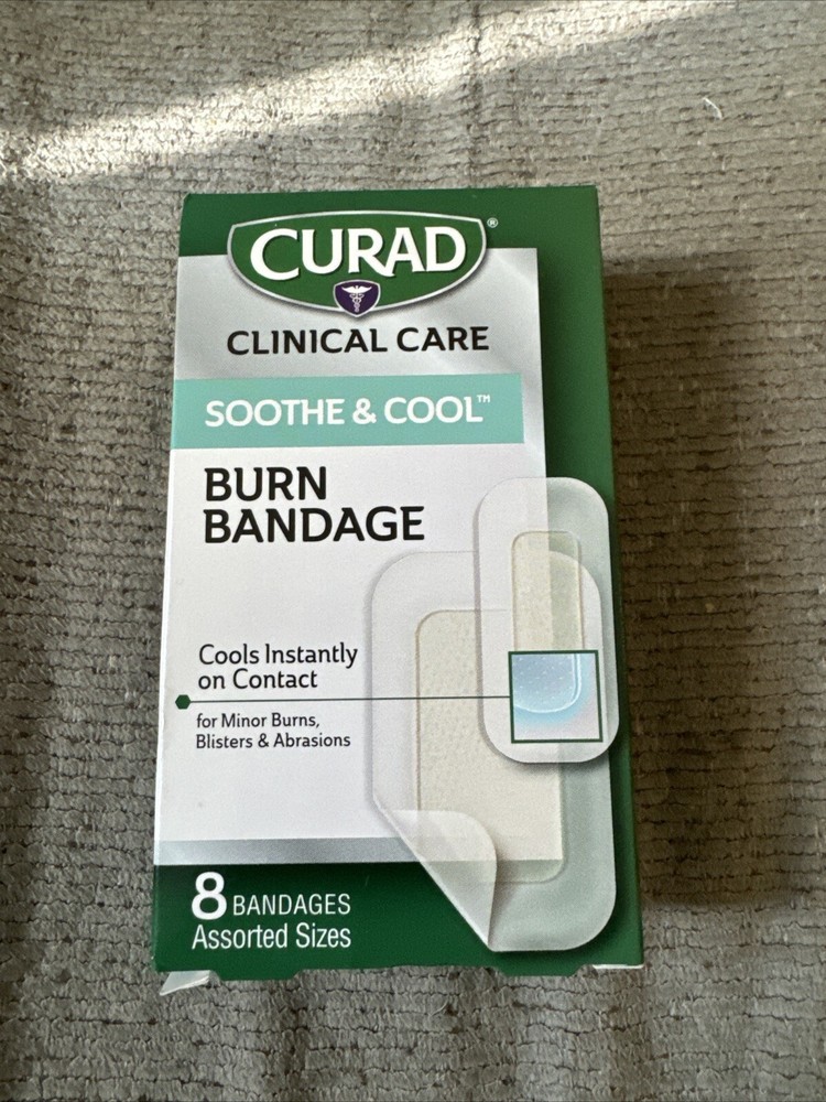 CURAD Soothe & Cool Burn Bandages, Instant Cooling, Assorted Sizes, 8 Count