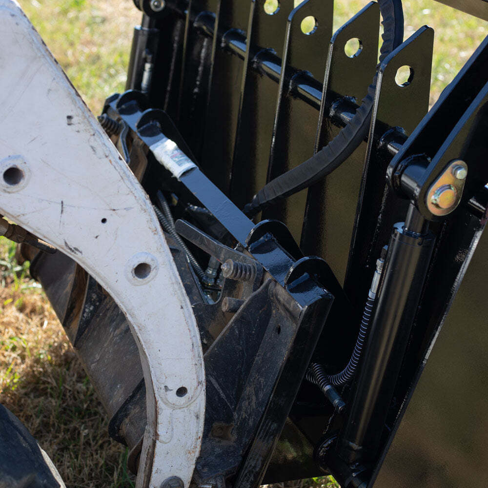 Titan Attachments 84in Clamshell Root Grapple Rake, Universal Skid Steer Mount