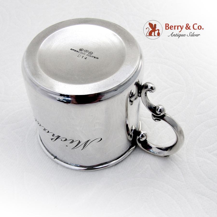 Vintage Childs Cup Scroll Handle Watson Sterling Silver