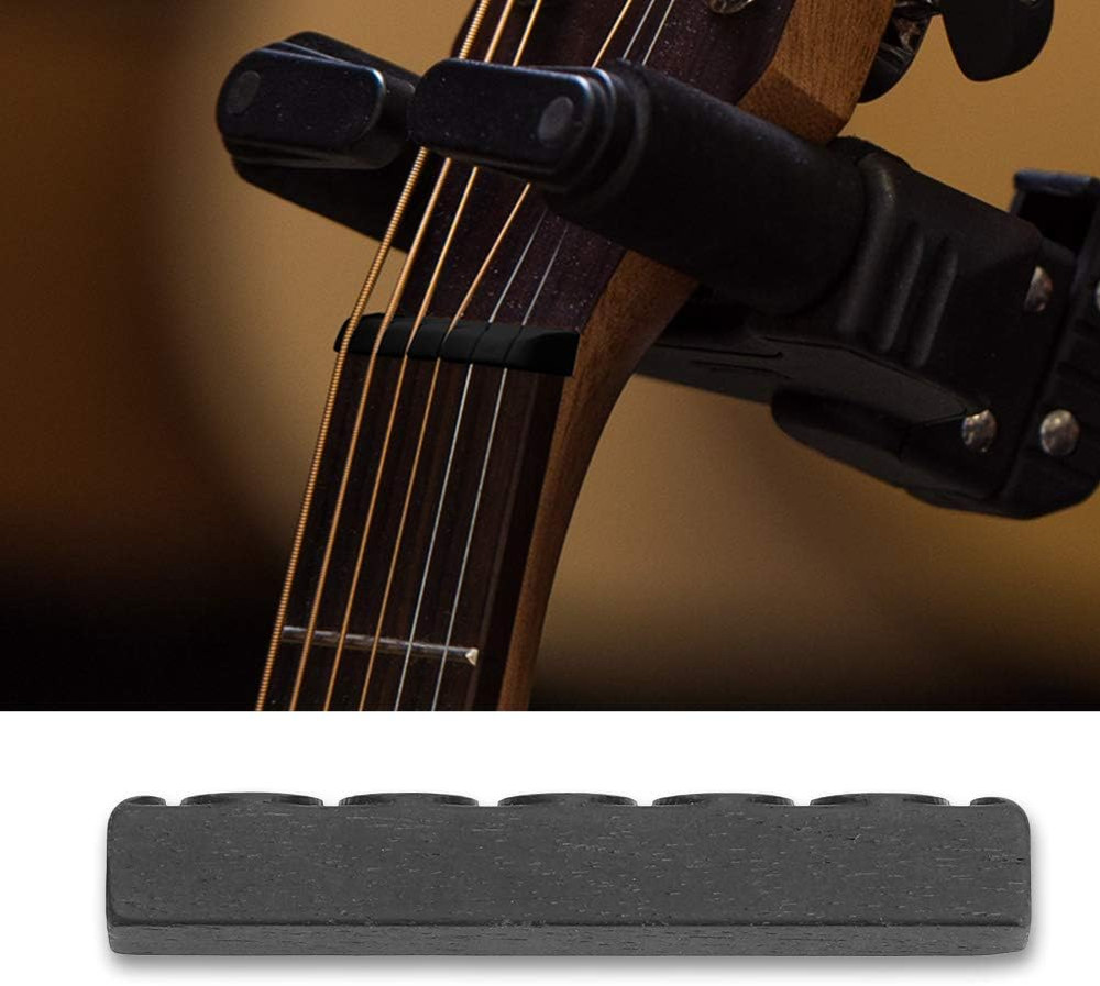Guitar Nut and Saddle, 6 String Acoustic Guitar Ebony Bone Bridge Saddle and Nut