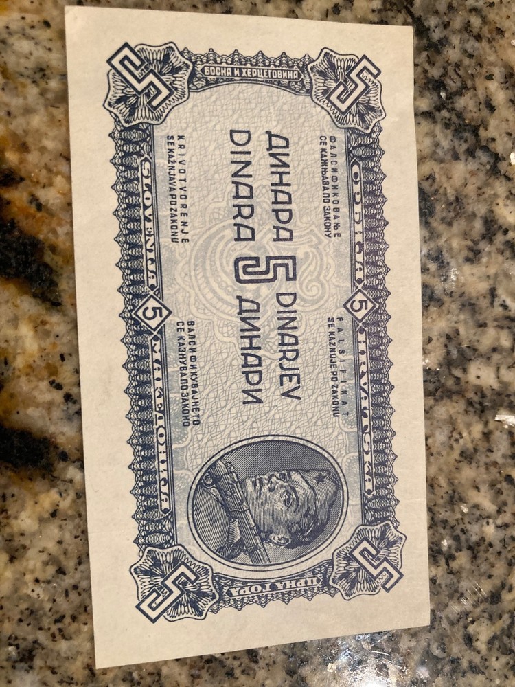 YUGOSLAVIA 5 DINARA 1944 - VERY RARE