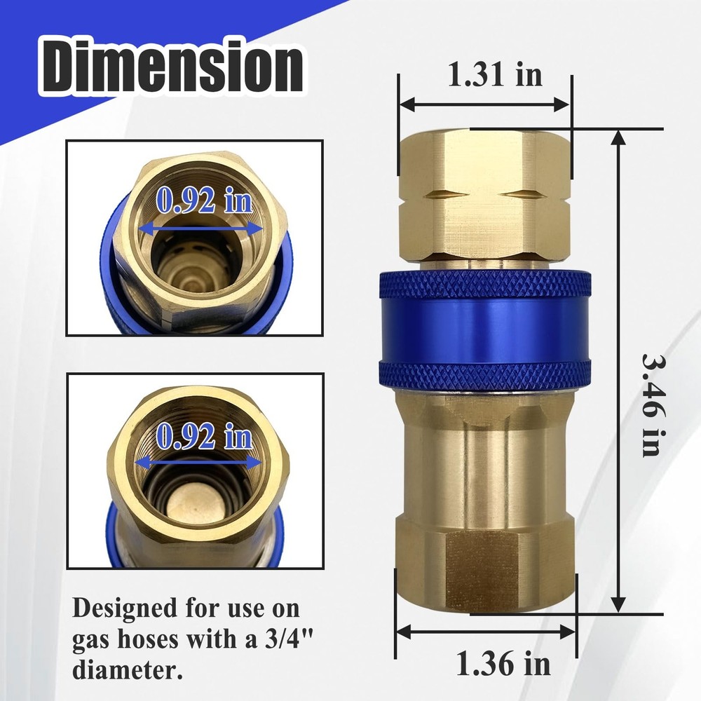 Ebrmeiwo A75 Quick Disconnect Fitting, 3/4 Inch, Automatic Brass