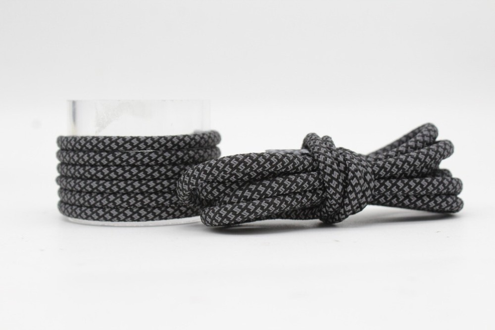 LICK THE SOLE YEEZY 3M REVERSE REFLECTIVE ROPE REPLACEMENT LACES BLACK-WHITE