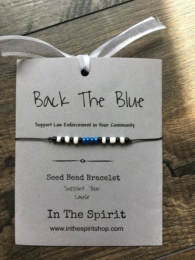 Seed Bead Bracelet  Back The Blue
