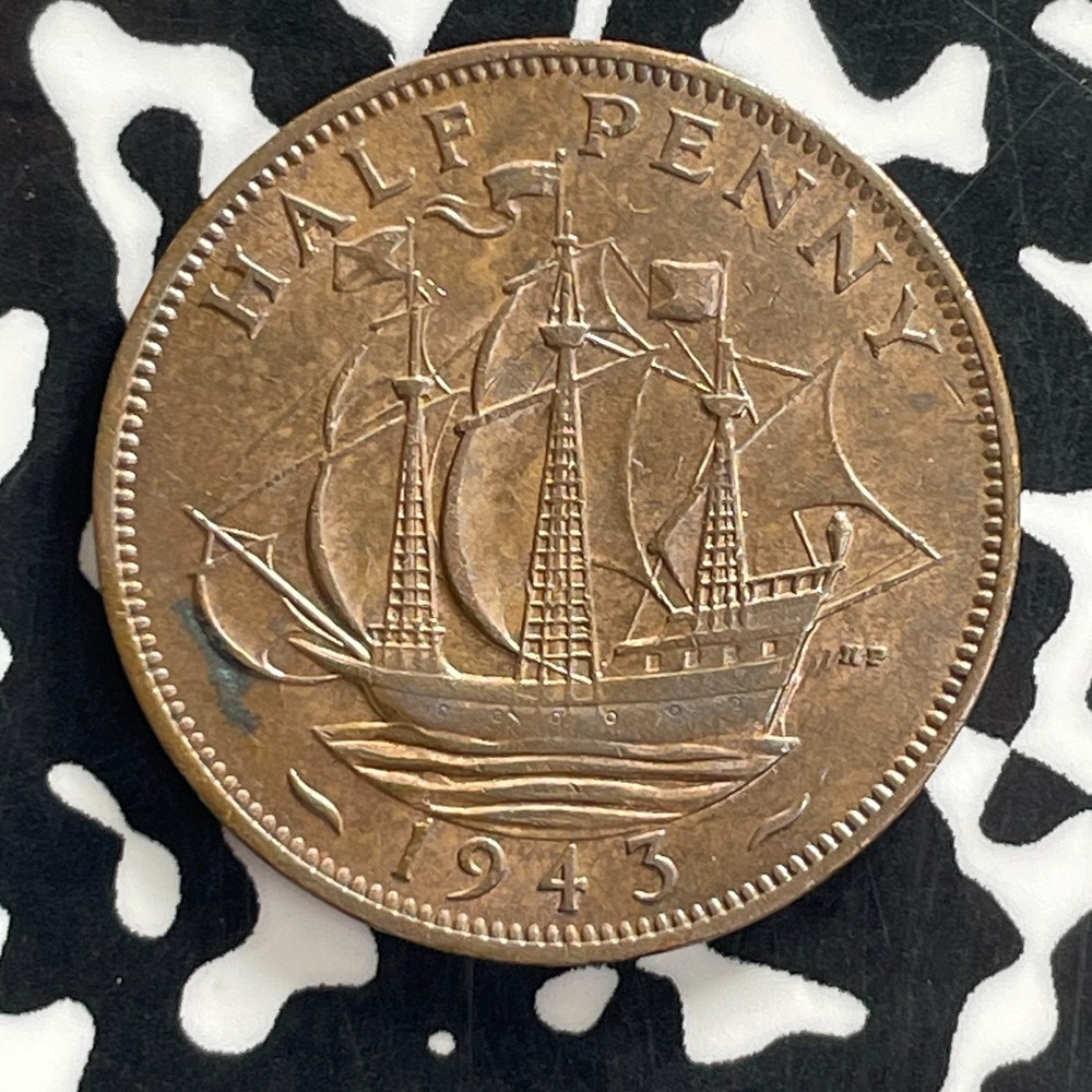 1943 Great Britain 1/2 Penny Lot#C1297