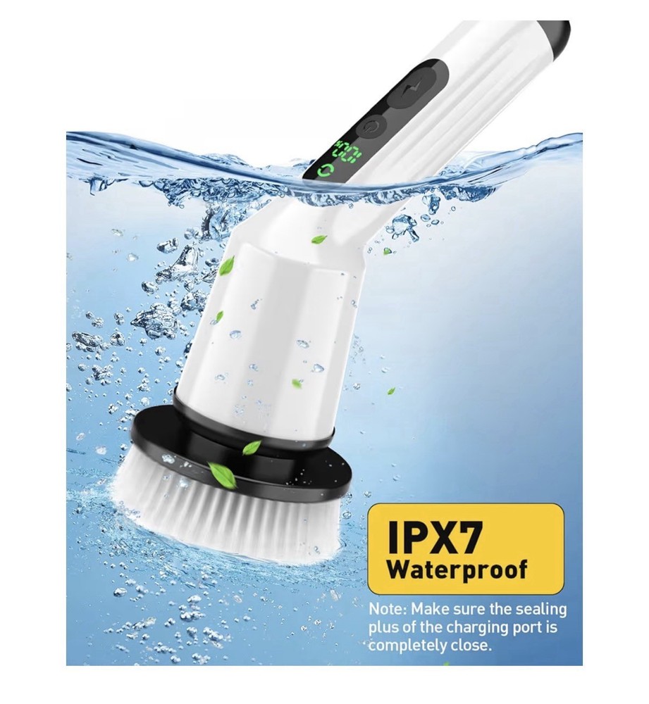 IPX7 Waterproof Adjustable Power Brush, Rechargeable, Bathroom/Kitchen